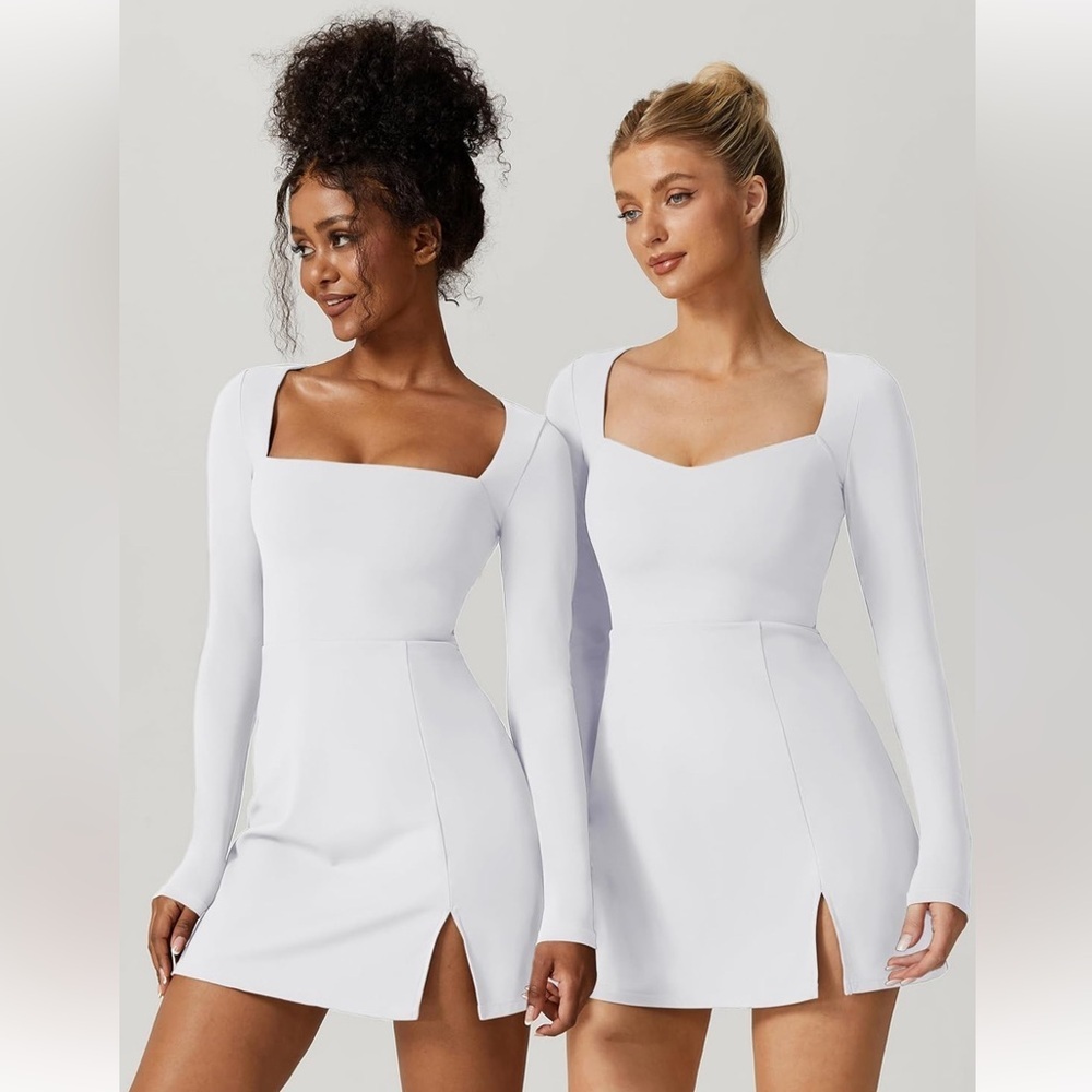 QUINSEN Square Neck Bodycon dress Long Sleeve Mini dress NWOT
